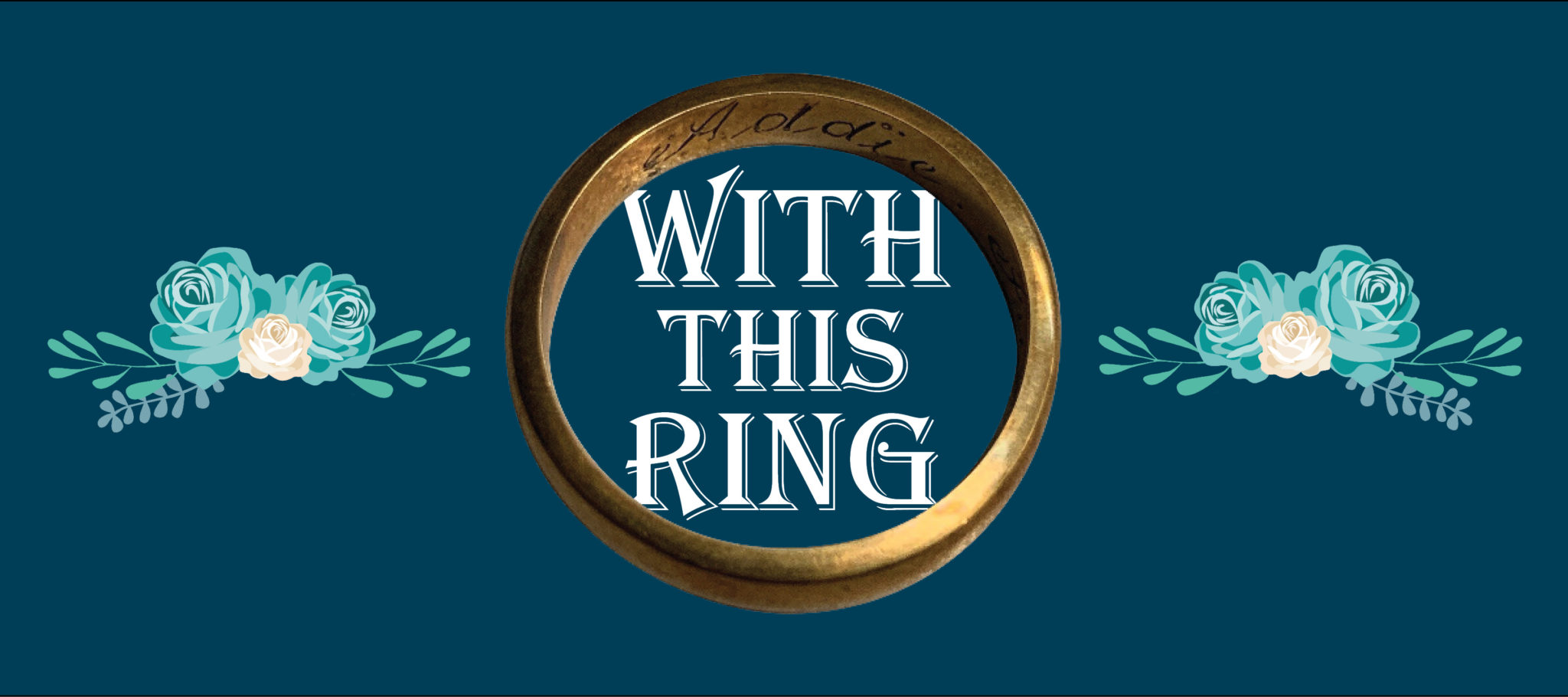 Graphic with text (with this ring) inside wedding ring image